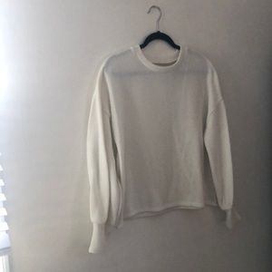 Madewell Cream Sweater with bubble sleeves